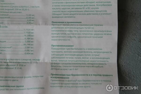 Хофицин инструкция по применению взрослым