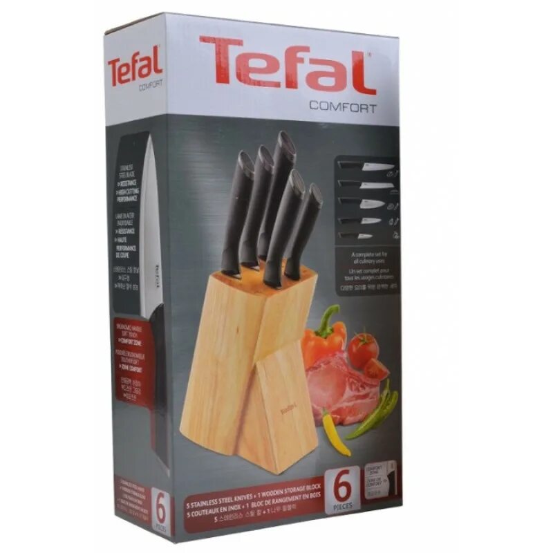 Набор кухонных ножей tefal. Набор ножей 5 предметов Tefal Comfort k221sa04. Набор ножей Tefal k267s556. Набор кухонных ножей Tefal Comfort Knives. Tefal k121s575, 5 ножей.