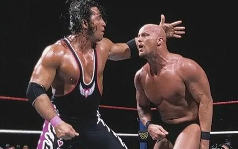 Steve vs stone. Bret hart vs steve austin wrestlemania. стив остин против брета харта рестлмания 13. брэд харт 2025. брет харт против стива остина.