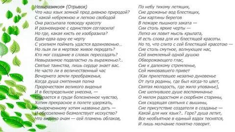 Почему стихотворение невыразимое имеет подзаголовок отрывок