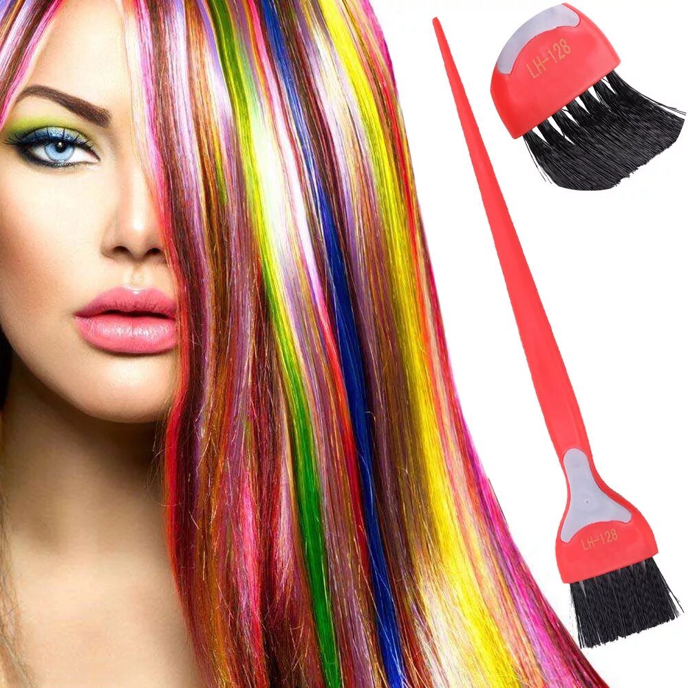разноцветные мелки для волос. цветная краска для волос. ева лорман стрижки. парикмахер красит волосы. парикмахер окрашивание.