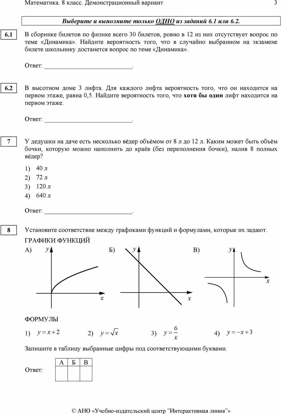 Работы мцко 8 класс математика