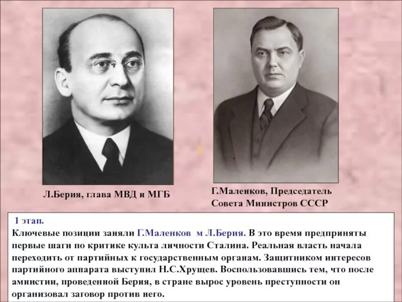Маленков Берия Хрущев 1953. Председатель совета министров СССР Г.М.Маленков.