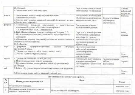 Отчет педагога психолога в школе