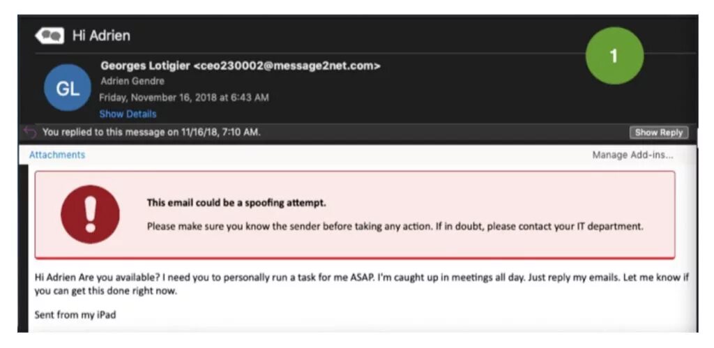 Pretext task. Phishing message example. Reply to this message