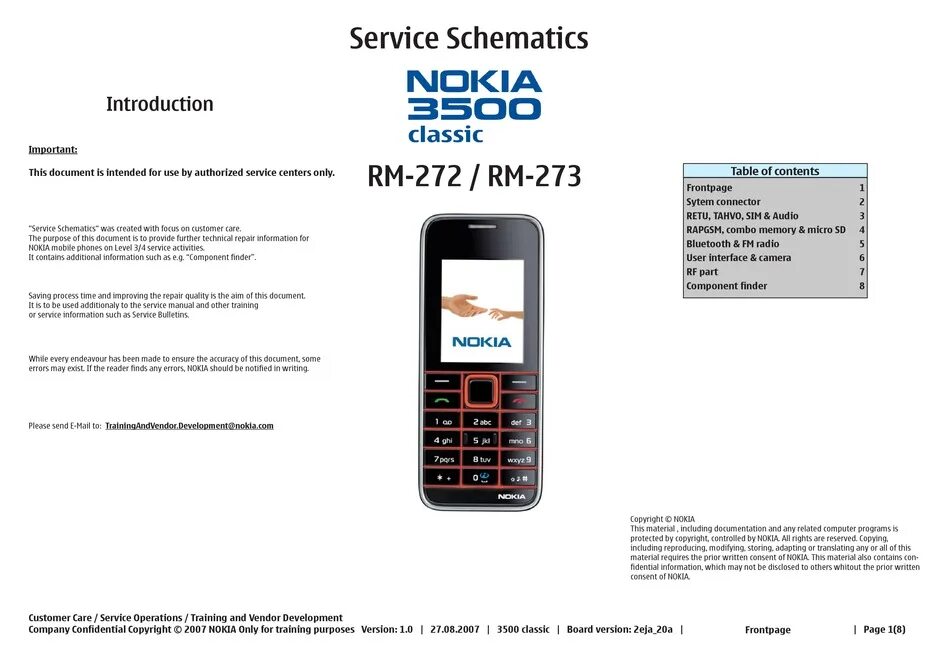 Телефоны нокиа инструкция. Nokia 3500. Нокиа 3500 Classic. Service manual Nokia RM 1012. Nokia RM-272.