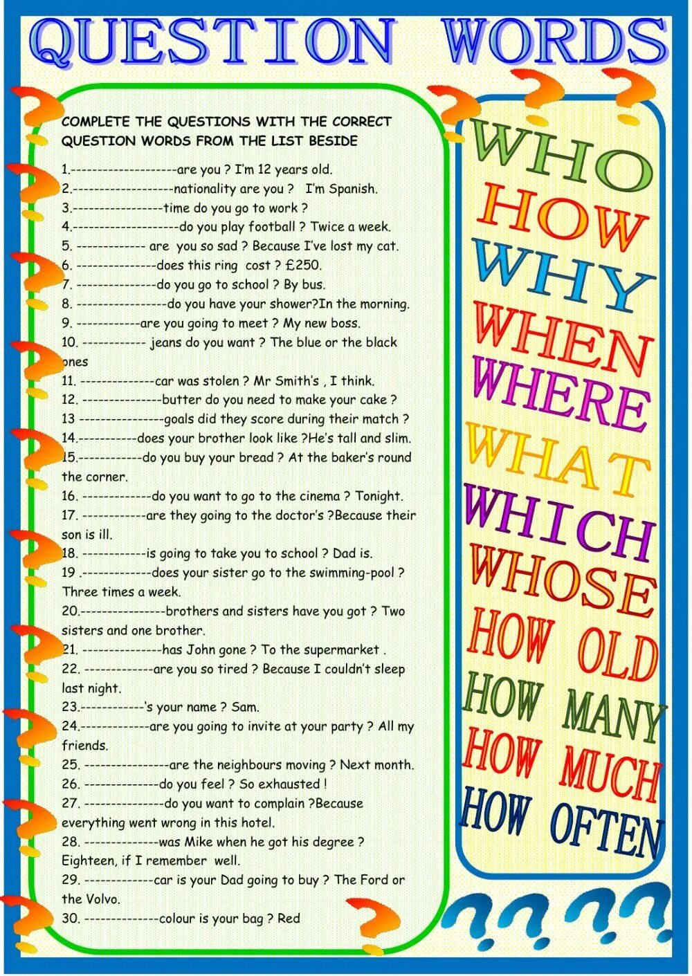 Question песня. Вопросы Worksheets. WH questions упражнения. Вопросительные слова в английском Worksheets. Вопросительные слова Worksheet.