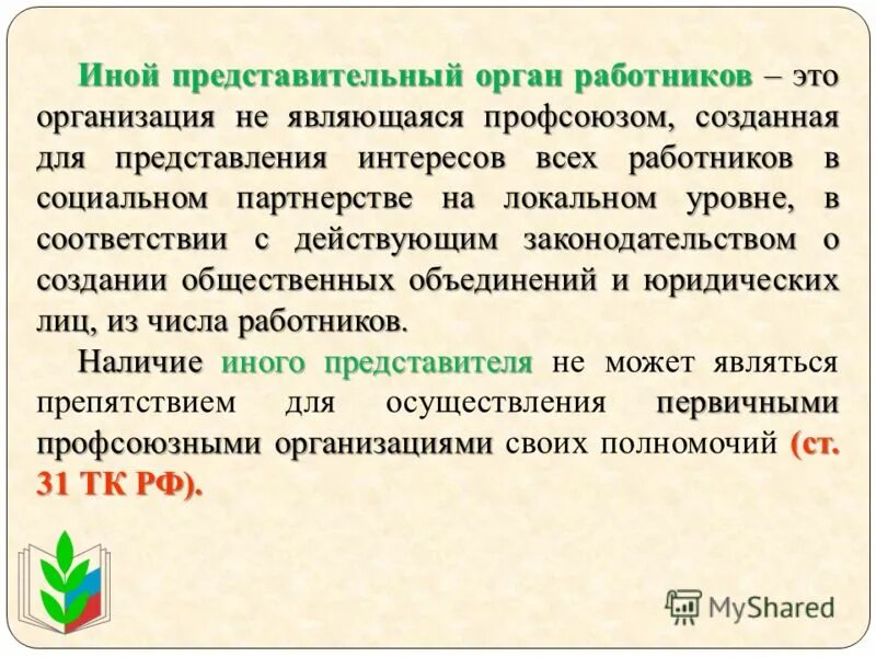 Иные представительные органы работников. Представительный орган работников. Представительный орган работников организации это. Представительный орган работников ТК РФ. Представительный орган в учреждении