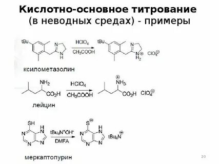 Стандартные вещества кислотно основного титрования