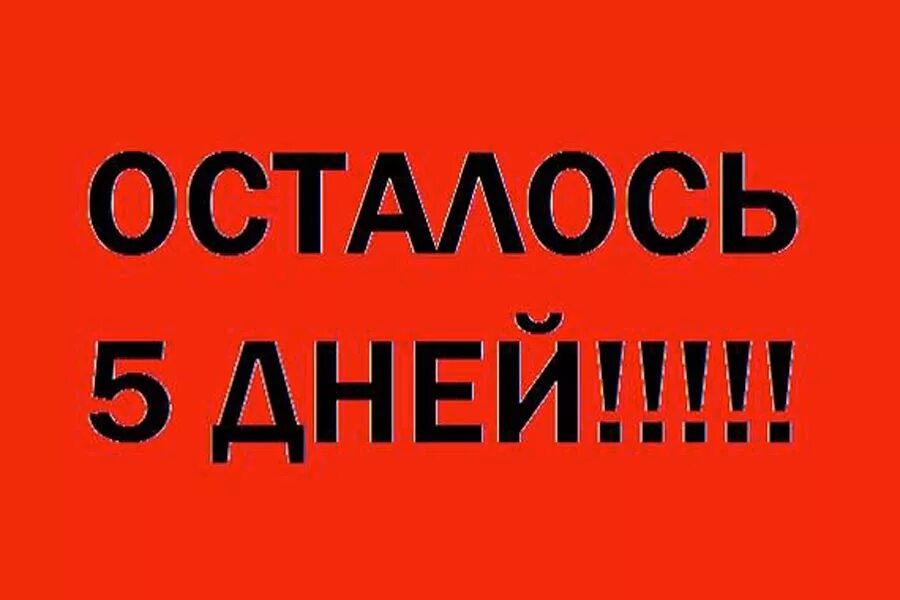 Сколько дней осталось до 5 июня 2024. Осталось 5 дней картинки. Пять дней до завершения. 5 Дней. Осталось пять дней.