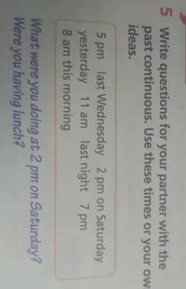 Write 5 questions using the example