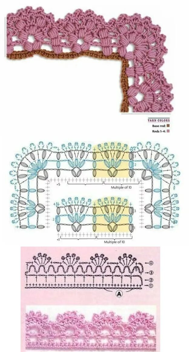 Простая обвязка пледа крючком схемы. Вязание крючком кайма для шали. Кайма крючком для обвязки изделий крючком схемы простые. Схема обвязки крючком края изделия кофты.