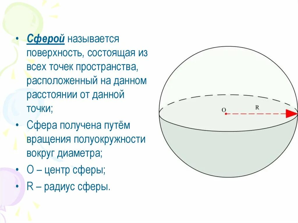 На каком расстоянии шар. Сфера и шар. Чертеж шара и сферы. Сфера геометрия. Определение шара и сферы.