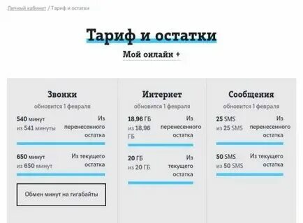 Остаток гигабайт интернета