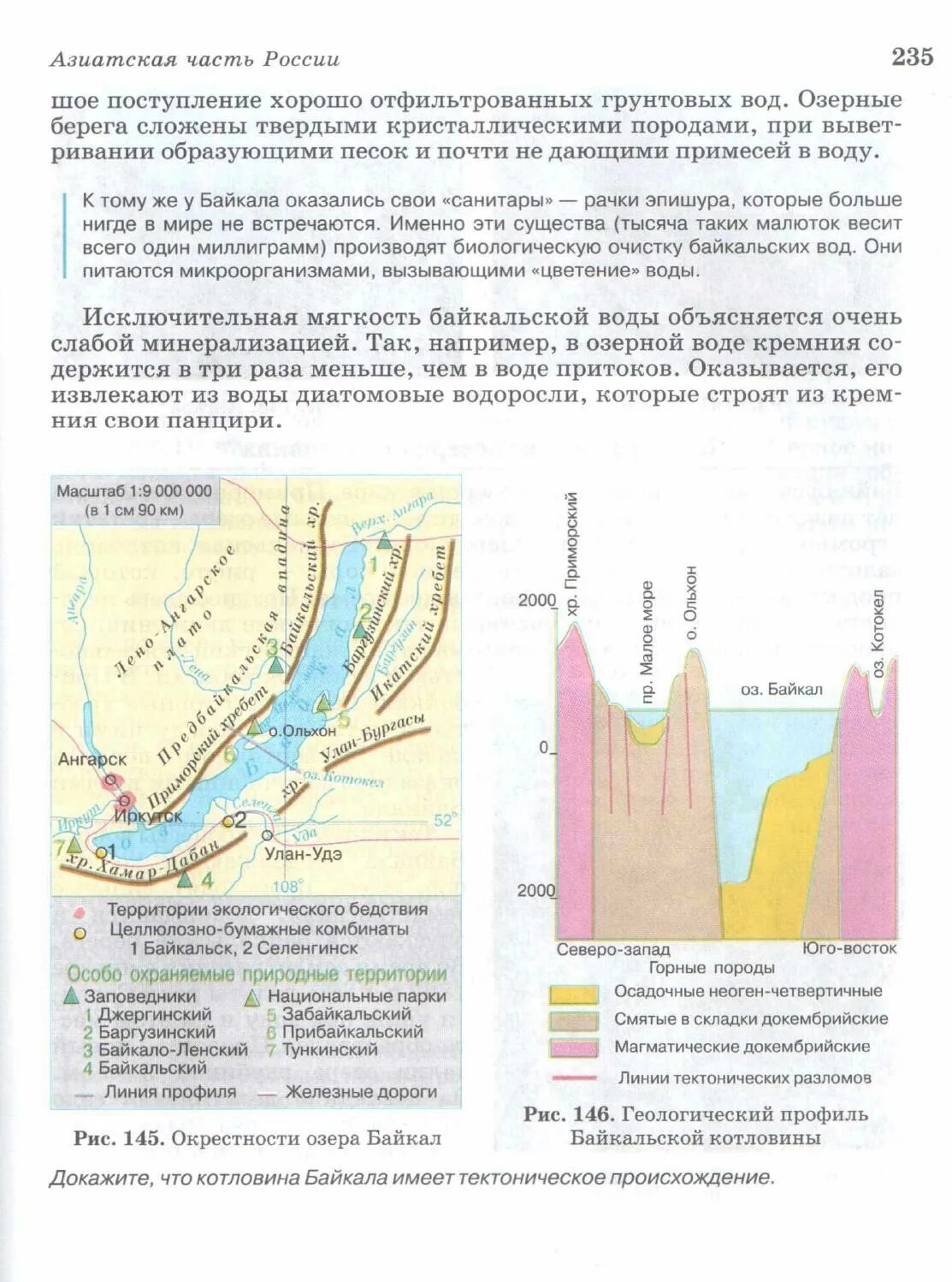 География 9 класс алексеев восточная сибирь. Происхождение Озерной котловины озера Байкал. Тип Озёрной котловины озера Байкал. География 9 класс учебник Алексеев. Геологический профиль Байкальской котловины.