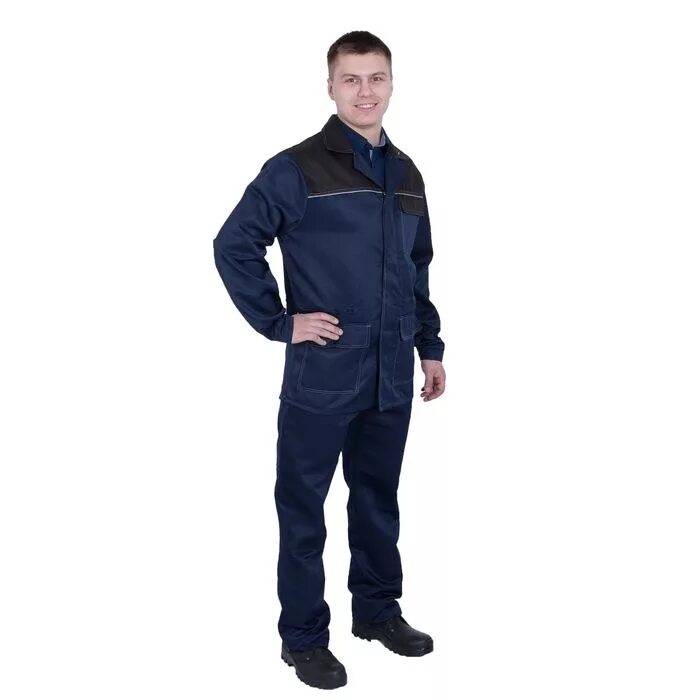 48-50, рост 170-176. Саржа (96-100/170-176). Костюм рабочий мужской "вымпел" соп. Костюм рабочий 50 50. Синий/васильковый.