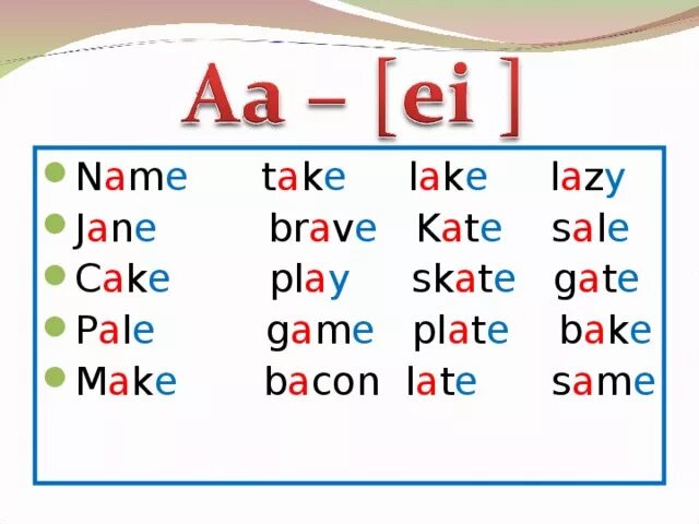 Первый Тип слога в английском языке тренировка чтения. Правила чтения AA В английском языке. Открытый первый Тип слога в английском языке. Правила чтения открытый слог английский язык. Звуки i e