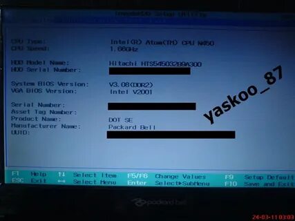 Ноутбук packard bell биос