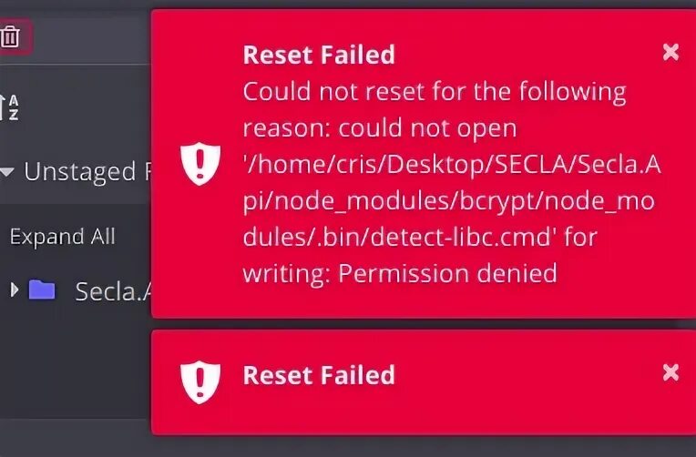 Reset fail. Reset fail