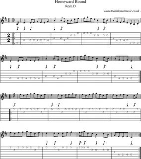 Scottish Tune, Sheetmusic, Midi, Mp3, Guitar chords & tabs: Homeward Bo...