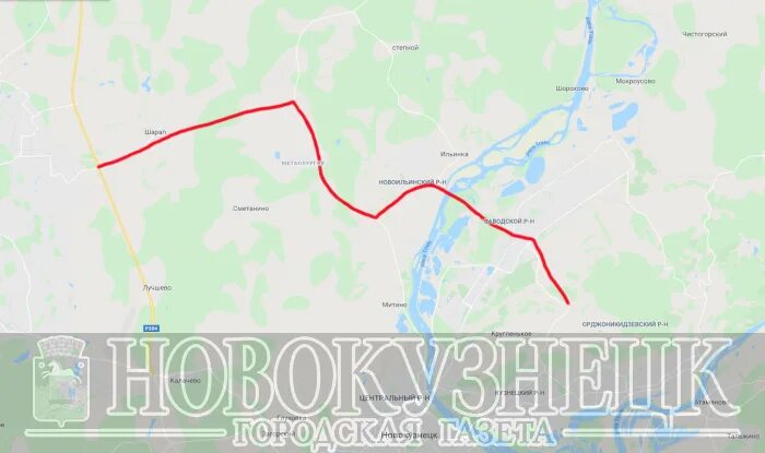 Выезд на новокузнецк. Новокузнецк выезд из города. Южный выезд из Новокузнецка на карте.