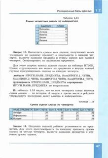 Информатика 11 класс таблица