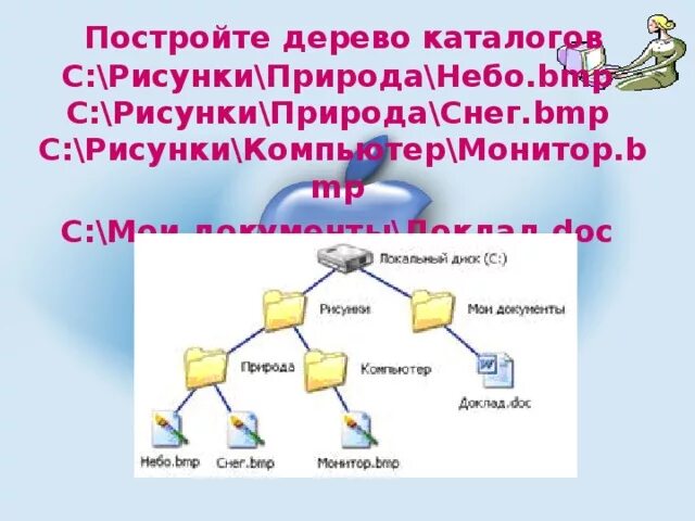 Дерево каталогов. Построение дерева каталогов. Постройте дерево каталогов. Постройте дерево каталогов. Постройте дерево каталогов мои документы рисунки.