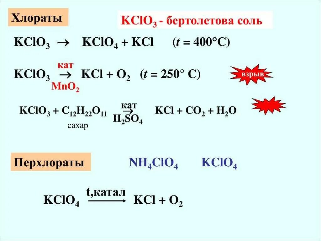 Образование хлората калия