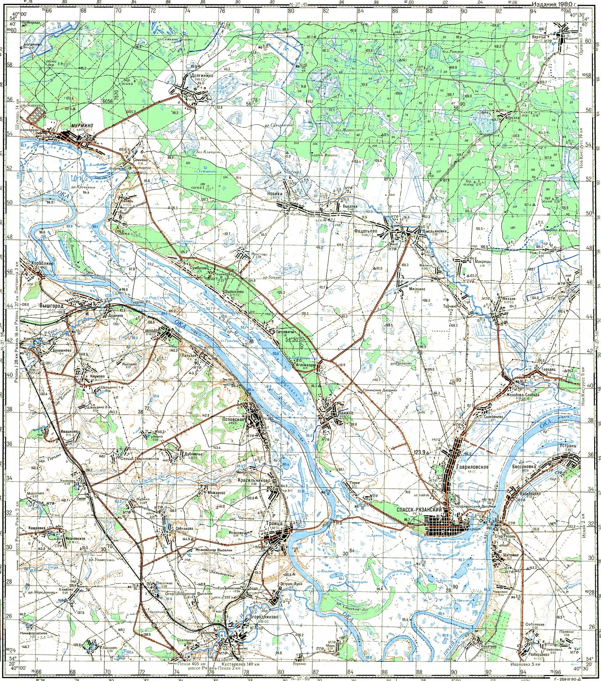 Карта реки оки с городами