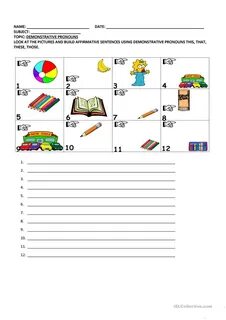 Demonstrative pronouns worksheets