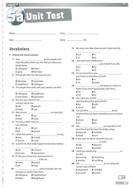 Final test 3. Тест Unit 5 Gateway b1. Unit 5 Test b1+ Standard. B1 answers Test booklet 9 Unit third Edition. Gateway b1+ ответы Tests Unit 8.