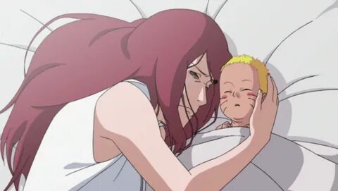 Naruto as an infant with his mother Kushina. 