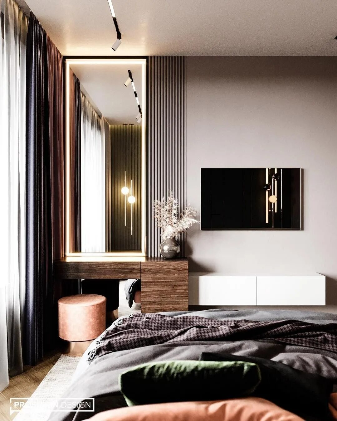 Напротив зоны. Prosvirin design кровать. спальня последние тенденции. стена напротив кровати в спальне. декор стены в спальне напротив кровати.