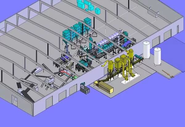 3д компоновка станков в помещении. Расширение производства лейаут. Plant Factory 3d. Polyethylene Project Plant. Primary system