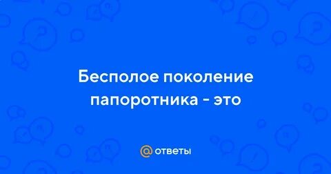 Бесполое поколение папоротниковидных спорофит