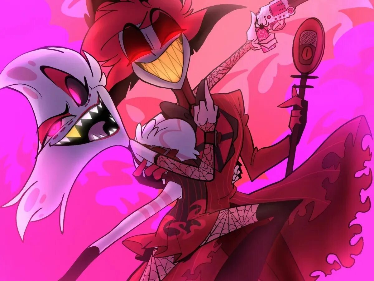 Hazbin doom. Аластор hazbin. hazbin hotel аластор. отель хазбин helluva boss. аластор и чарли и энджел даст.