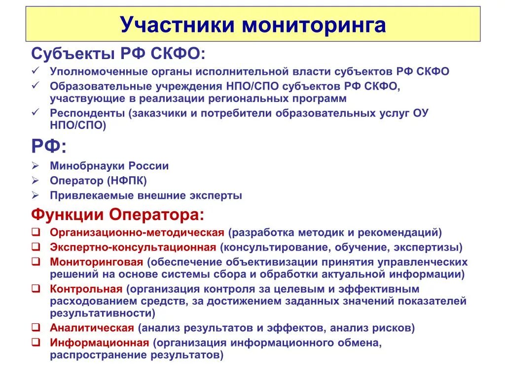 Мониторинг субъекта рф. Участники мониторинга. Субъекты мониторинга. Мониторинг субъектов кии. Субъекты мониторинга ФХЗ.