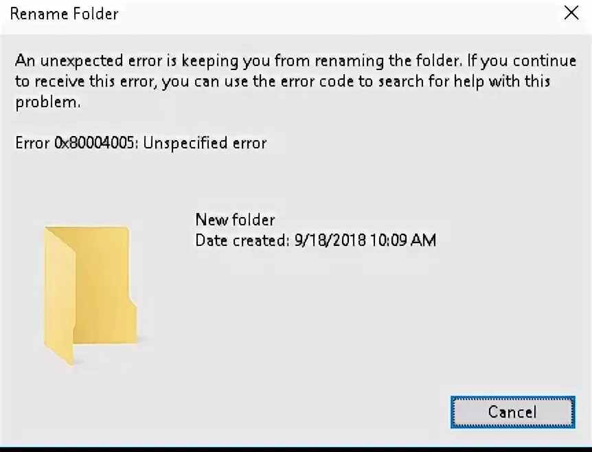 80004005 Ошибка Windows 10 при переименовании папки. Unspecified заявка TF-151. Unspecified. Use this folder