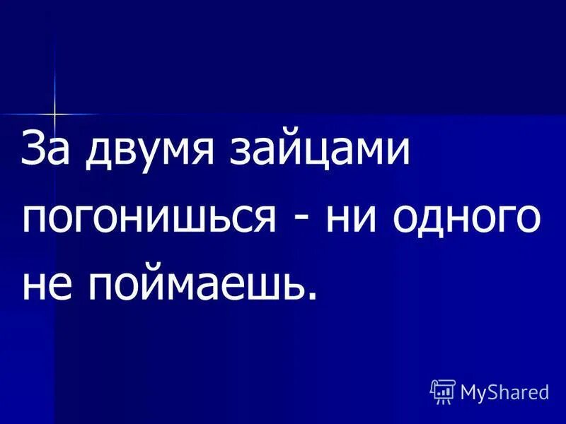 Двумя зайцами погонишься ни одного не поймаешь