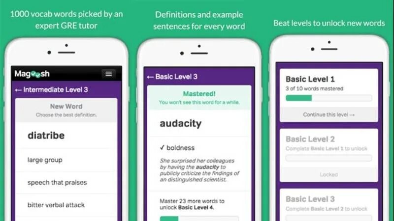 Unlocking a new skill every day. Vocabulary builder. приложение new words. magoosh. vocabulary builder book.