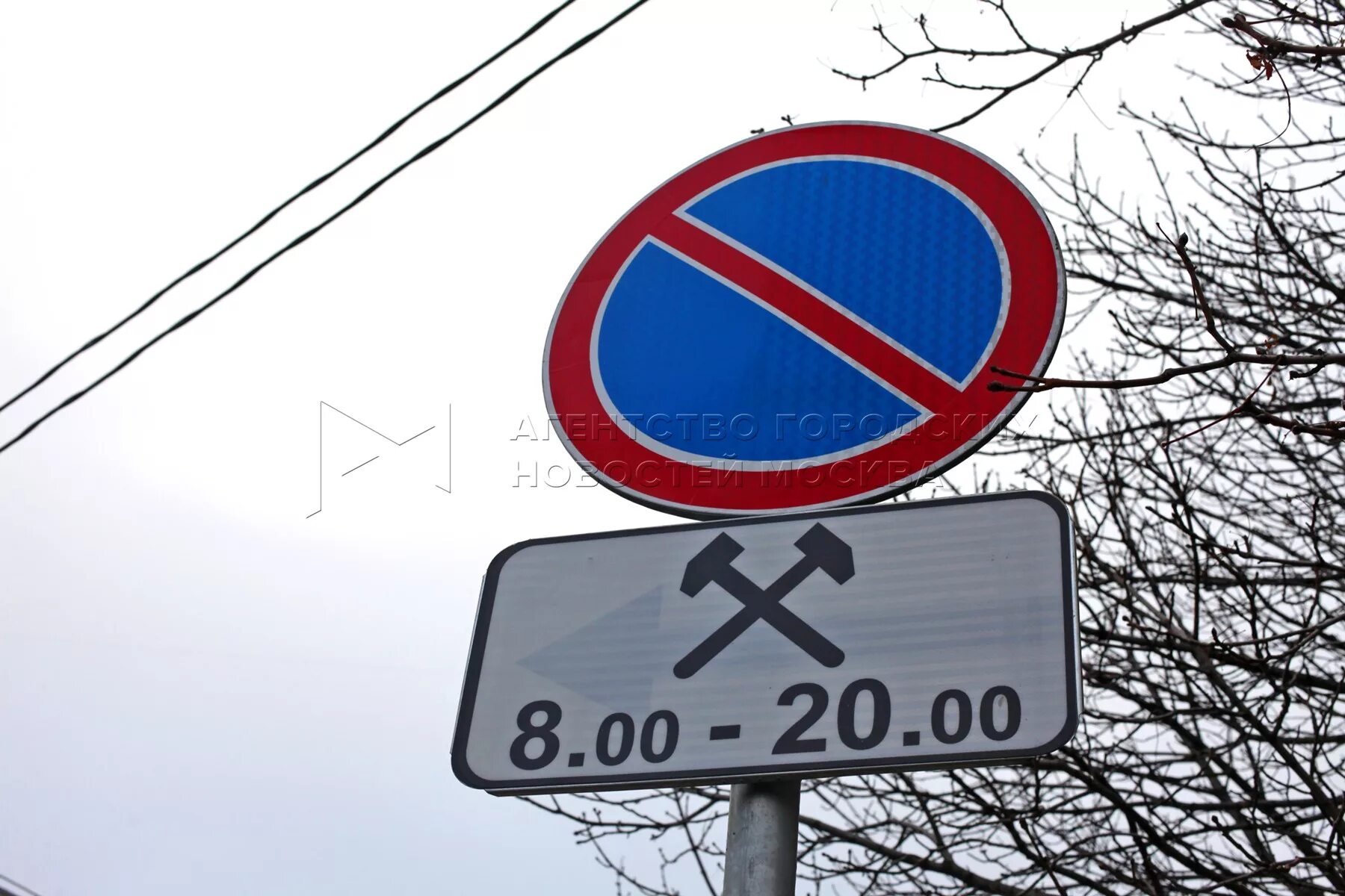 Дорожные знаки. Знак остановка запрещена. Стоянка запрещена по рабочим дням. Остановка запрещена в рабочие дни.