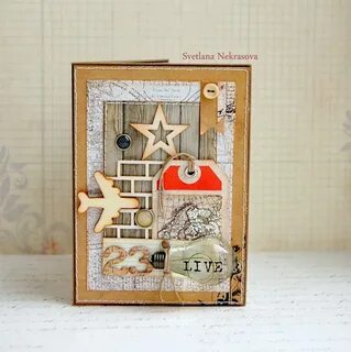 Открытка на 23 февраля скрапбукинг