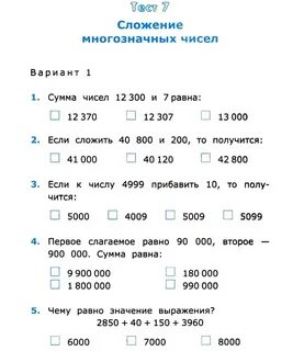 Тест по математике профиль