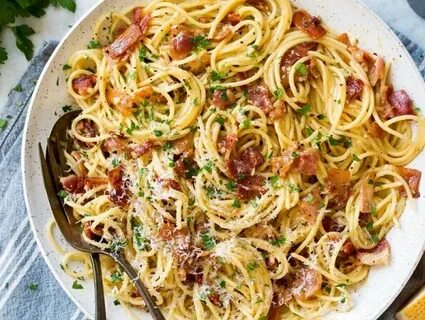 Паста с беконом и чесноком