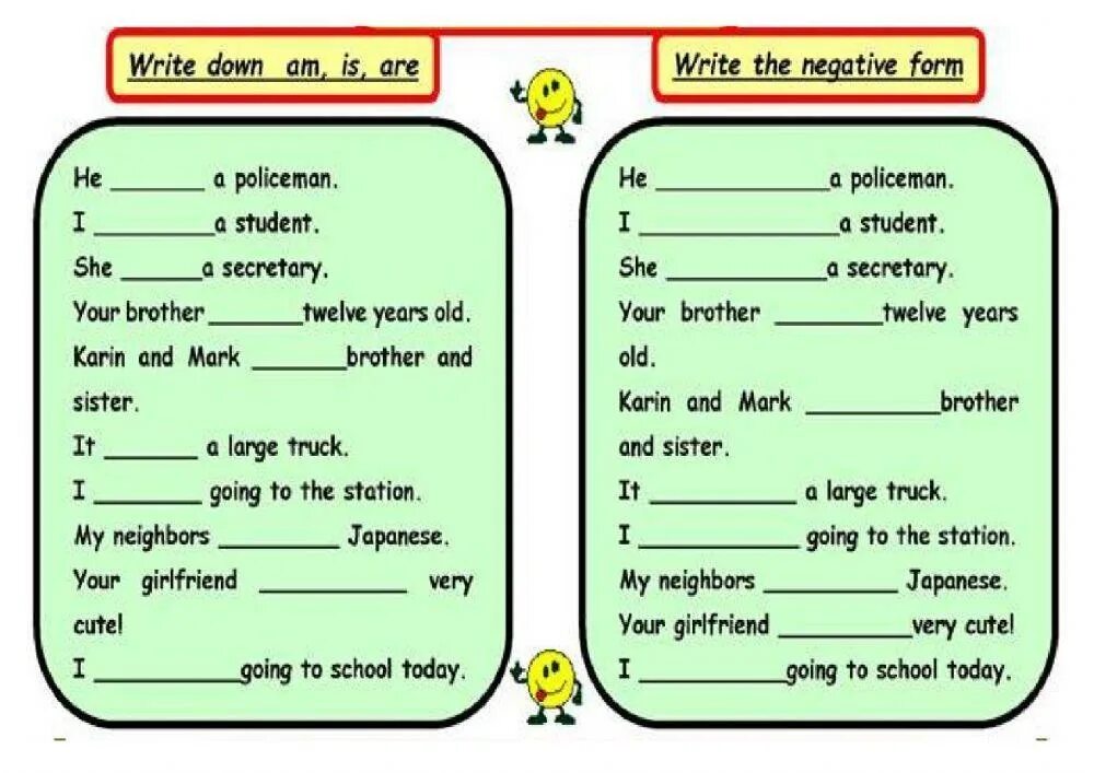 Verb to be Worksheets negative. To be positive and negative. Глагол to be positive negative Worksheet. To be negative form. Writing write affirmative and negative sentences