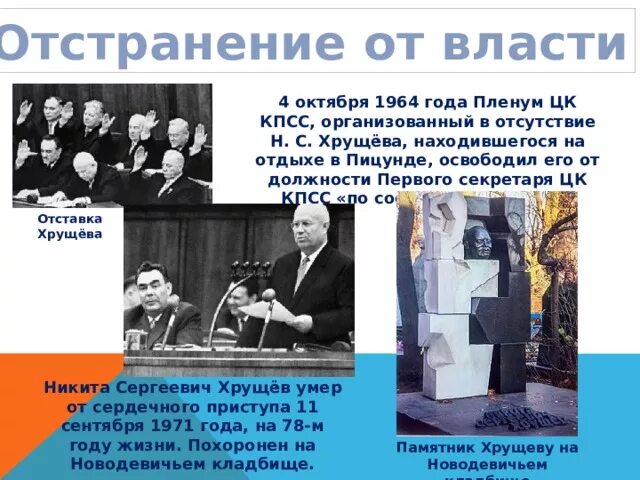 Причины отстранения хрущева стало. Хрущев на пленуме ЦК 1964. Хрущев отстранение от власти. Пленум ЦК КПСС 1964. Отстроение НС Хрущева от власти.