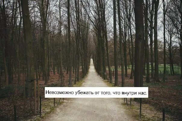 Не убежать от себя. Невозможно убежать от того что внутри нас. Убежать от всех. Хочется убежать от реальности. Никуда не сбежать