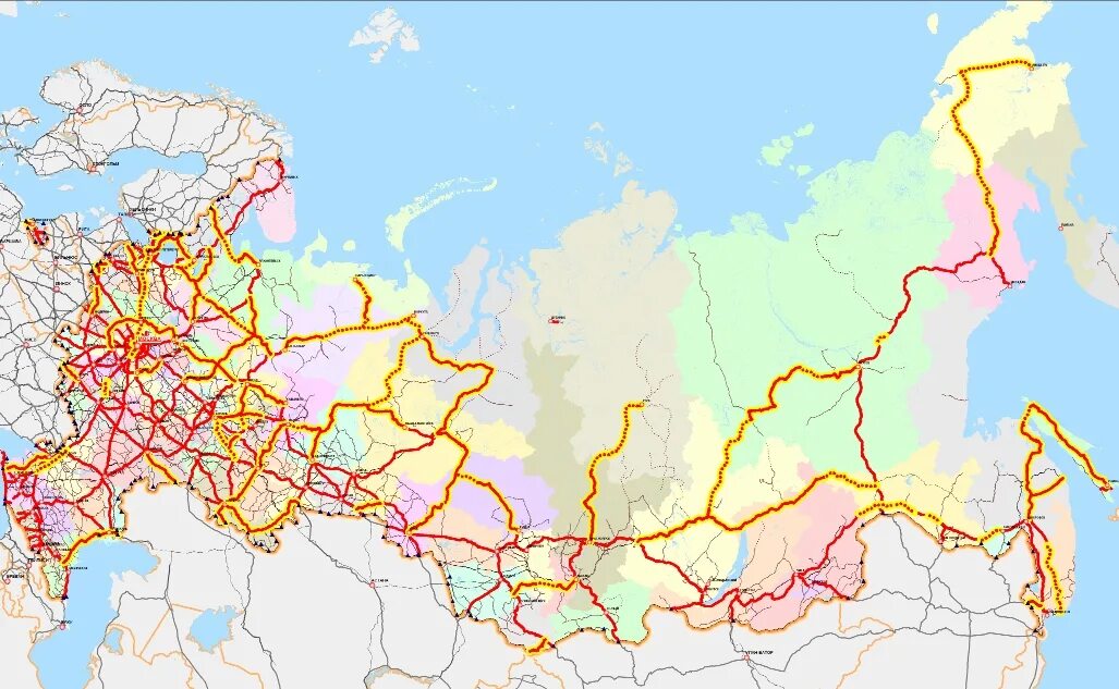 Новые карты дорог россии. Сеть автомобильных дорог России карта. Сеть автодорог России на карте. Автомобильные дороги России федерального значения. Федеральные трассы России на карте.