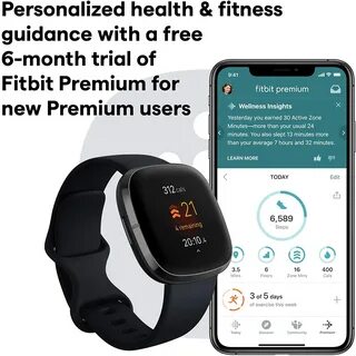 Умные часы Fitbit Sense, умные часы с инструментами для поддержания здоровь...