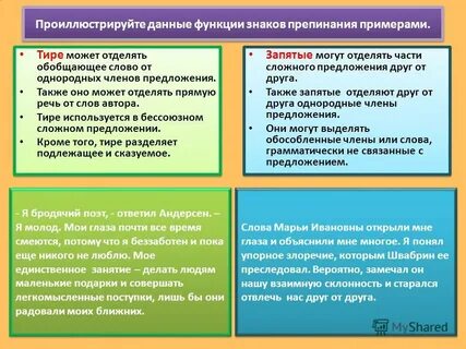 Функции тире